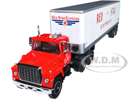 Ford LT-9000 Day Cab Vintage 40' Dry Goods Tandem-Axle Trailer Red White Red Star Express 1/64 Diecast Model DCP/First Gear 60-1275