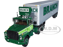 Ford LT-9000 Day Cab Vintage 40' Dry Goods Tandem-Axle Trailer Green Branch Motor Express 1/64 Diecast Model DCP/First Gear 60-1281
