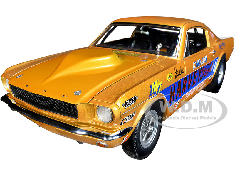 1965 Ford Mustang A/FX Harvey Ford Orange Metallic with Blue Stripes Graphics Dyno Don Limited Edition 1008 pieces Worldwide 1/18 Diecast Model Car ACME A1801851