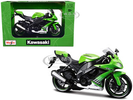 2010 Kawasaki Ninja ZX-10R Green Plastic Display Stand 1/12 Diecast Motorcycle Model Maisto 32709