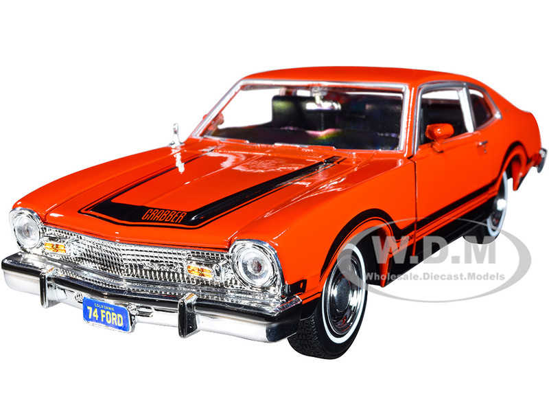 1974 Ford Maverick Grabber Orange Black Stripes Forgotten Classics Series 1/24 Diecast Model Car Motormax 73332or