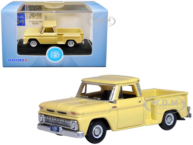 1965 Chevrolet C10 Stepside Pickup Truck Yellow 1/87 HO Scale Diecast Model Car Oxford Diecast 87CP65007