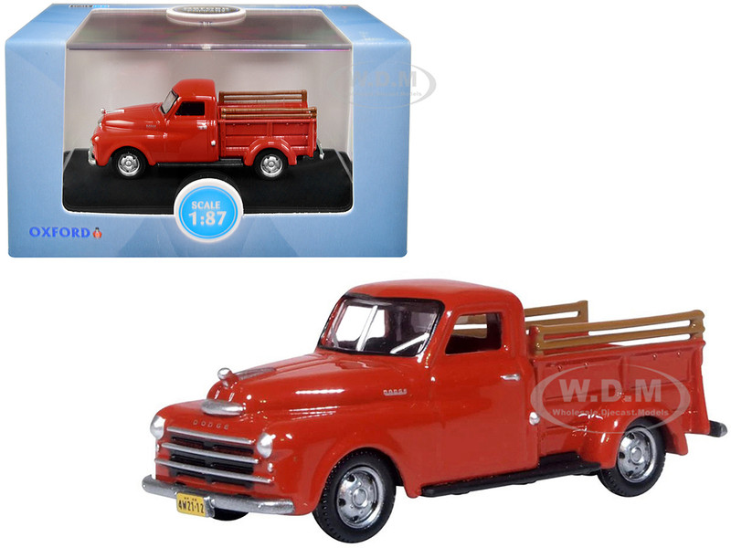 1948 Dodge B-1B Pickup Truck Red 1/87 HO Scale Diecast Model Car Oxford Diecast 87DP48001 1948 Dodge B-1B Pickup Truck Red 1/87 HO Scale Diecast Model Car Oxford Diecast 87DP48001
