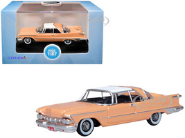 1959 Chrysler Imperial Crown 2 Door Hardtop Persian Pink White Top 1/87 HO Scale Diecast Model Car Oxford Diecast 87IC59001