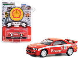 2001 Nissan Skyline GT R R34 #1 Red with White Stripes Shell Racing Shell Oil Special Edition Series 1 1/64 Diecast Model Car by Greenlight 41125D