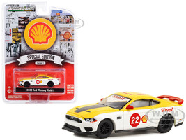2022 Ford Mustang Mach 1 #22 Yellow and White Shell Racing Shell Oil Special Edition Series 1 1/64 Diecast Model Car Greenlight 41125F