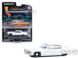 1972 Cadillac Sedan deVille Lowrider Cotillion White with Blue Interior California Lowriders Series 3 1/64 Diecast Model Car Greenlight 63040D