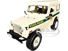 1983 Jeep CJ 5 Hardtop Maryland State Police Beige with Green Stripes Artisan Collection Series 1/18 Diecast Model Car Greenlight 19124