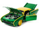 1963 Ford Thunderbird Green Yellow Metallic Hood Graphics Loki Diecast Figure Loki Marvel Series 1/24 Diecast Model Car Jada 33357