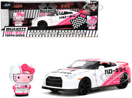 2009 Nissan GT-R R35 #01 White with Graphics Hello Kitty Racing Diecast Figure Hello Kitty and Friends: Tokyo Speed Hollywood Rides Series 1/24 Diecast Model Car Jada 33724