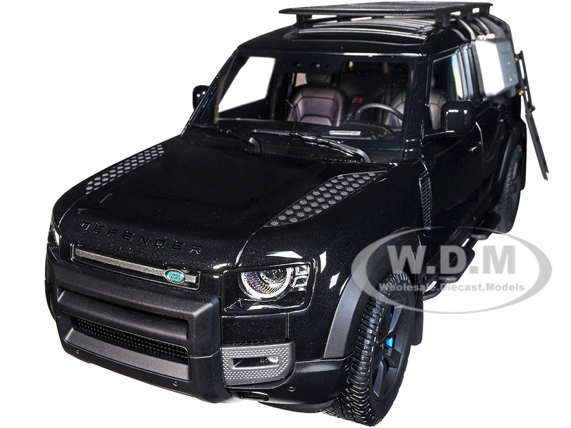 2020 Land Rover Defender 110 Roof Rack Santorini Black 1/18 Diecast Model Car Almost Real 810808