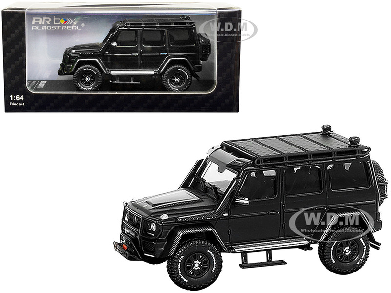 2017 Mercedes-Benz G-Class 4x4 Brabus 550 Adventure Matt Black Carbon Hood Roof Rack AR Box Series 1/64 Diecast Model Car Almost Real 660303001