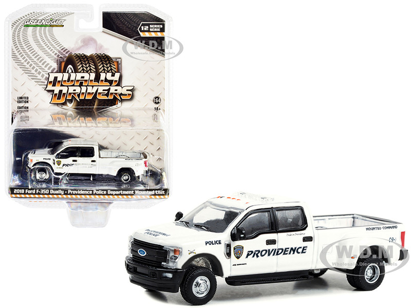2018 Ford F 350 Dually Pickup Truck White Providence Police Department Mounted Unit Providence Rhode Island Dually Drivers Series 12 1/64 Diecast Model Car Greenlight 46120E