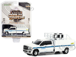2021 Ram 3500 Dually Tire Service Truck White Goodyear Dually Drivers Series 12 1/64 Diecast Model Car Greenlight 46120F