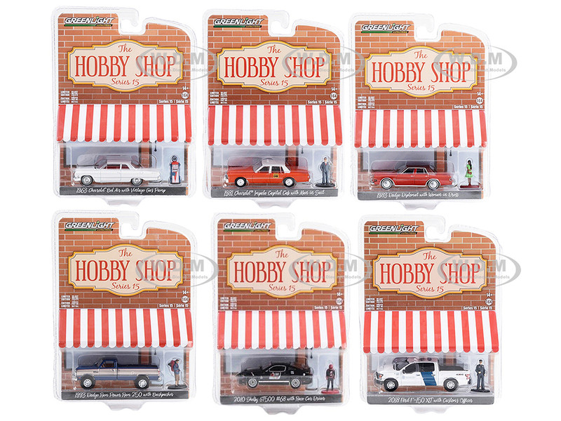 The Hobby Shop Set of 6 pieces Series 15 1/64 Diecast Model Cars Greenlight 97150SET