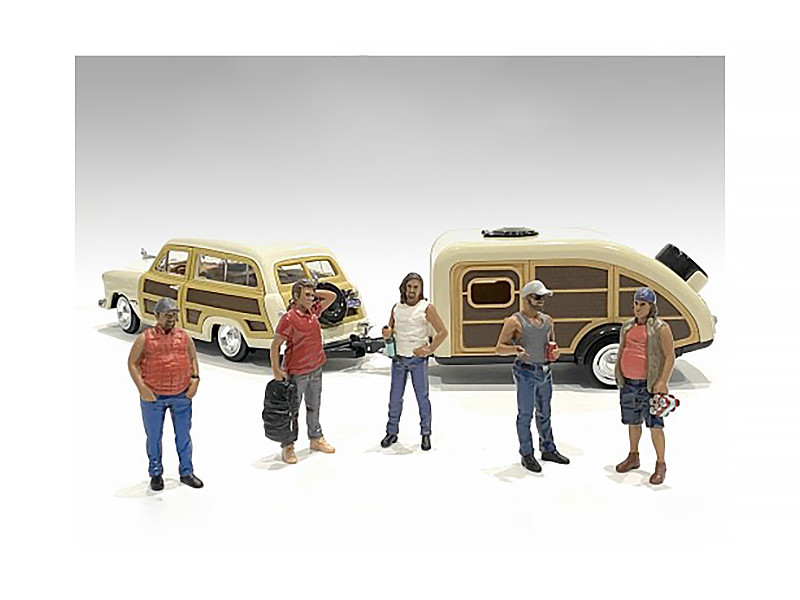 Campers Series 5 piece Figure Set 1/24 Scale Models American Diorama 76434-76435-76436-76437-76438