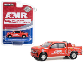 2021 Chevrolet Silverado Pickup Truck Red 2021 NTT IndyCar Series AMR IndyCar Safety Team with Safety Equipment in Truck Bed Hobby Exclusive Series 1/64 Diecast Model Greenlight 30404