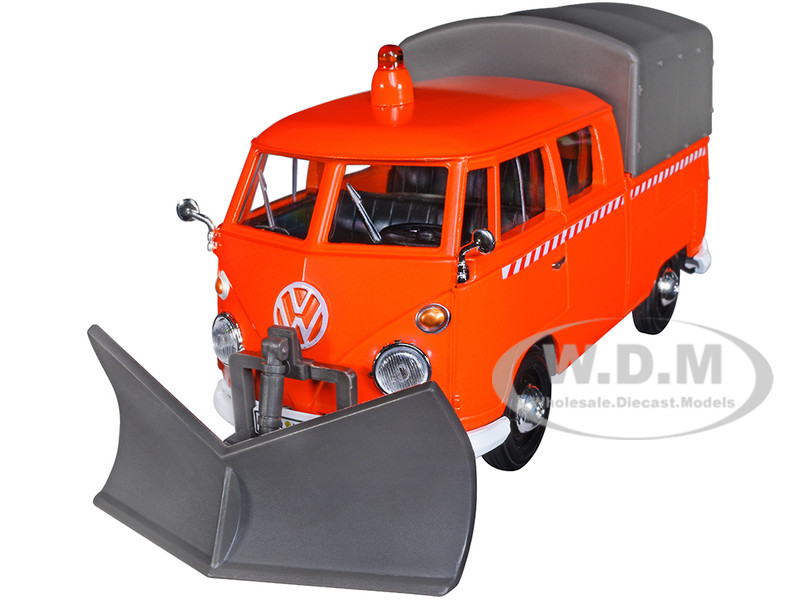 Volkswagen Type 2 T1 Pickup Truck Orange Snow Plow Camper Shell 1