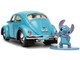 Volkswagen Beetle Matt Blue Weathered Stitch Diecast Figure Lilo and Stitch 2002 Movie Hollywood Rides Series 1/32 Diecast Model Car Jada 33251