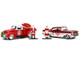 1941 Ford Pickup Truck Red White Santa's Workshop 1957 Chevrolet Bel Air Red Metallic White Express 25 Mr. and Mrs. Santa Claus Diecast Figures Holiday Rides Series 1/32 Diecast Model Cars Jada 34441