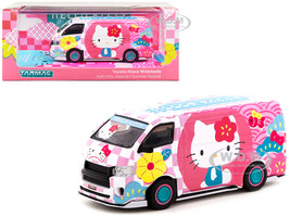 Toyota Hiace Widebody Van RHD Right Hand Drive Pink Graphics Hello Kitty Capsule Summer Festival Collab64 Series 1/64 Diecast Model Tarmac Works T64-038-HKSF