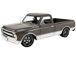 1969 Chevrolet C 10 LS 10 Custom Pickup Truck Gray and White Limited Edition to 474 pieces Worldwide 1/18 Diecast Model Car ACME A1807214