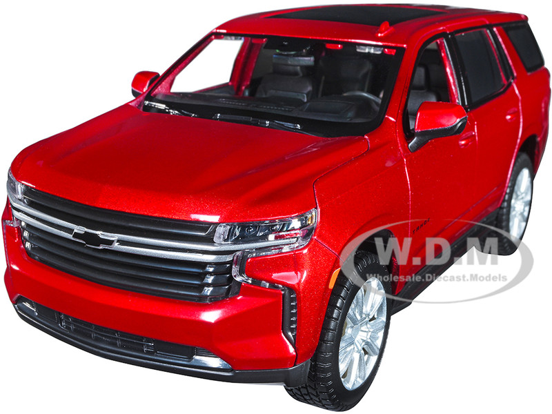 2021 Chevrolet Tahoe Red Metallic Sunroof 1/24 Diecast Model Car Maisto 31533