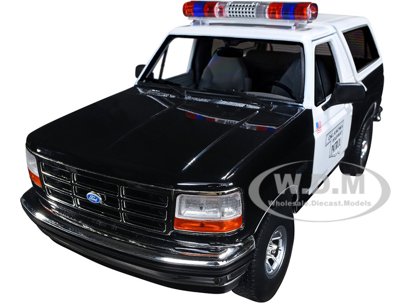 1996 Ford Bronco Police Black White Oklahoma Highway Patrol Artisan Collection 1/18 Diecast Model Car Greenlight 19114