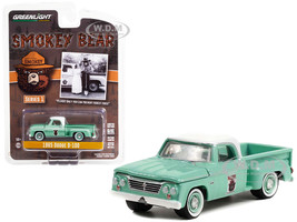 1965 Dodge D-100 Pickup Truck Light Green White Top Please Only You Can Prevent Forest Fires Smokey Bear Series 1 1/64 Diecast Model Car Greenlight 38020B