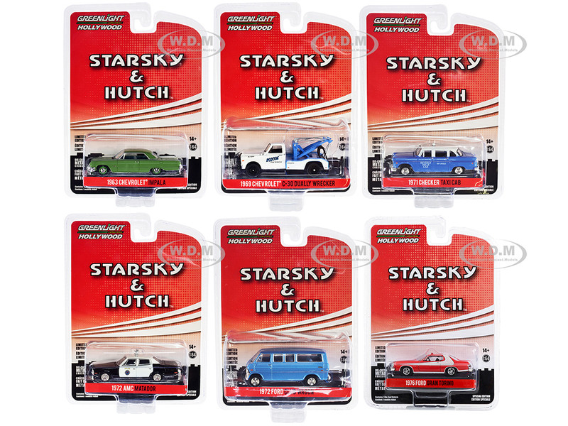 Hollywood Special Edition Starsky and Hutch 1975-1979 TV Series Set 6 pieces Series 2 1/64 Diecast Model Cars Greenlight 44955