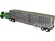 Kenworth W900A Day Cab Wilson Silverstar Livestock Tandem-Axle Trailer Neon Dark Green 1/64 Diecast Model DCP/First Gear 60-1263