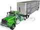 Kenworth W900A Day Cab Wilson Silverstar Livestock Tandem-Axle Trailer Neon Dark Green 1/64 Diecast Model DCP/First Gear 60-1263