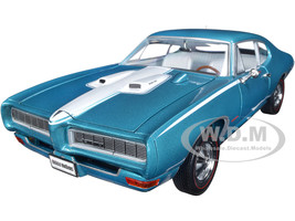 1968 Pontiac Royal Bobcat GTO Meridian Turquoise White White Interior Hemmings Muscle Machines Magazine Cover Car March 2020 1/18 Diecast Model Car Auto World AMM1277