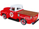 1956 Ford F-100 Pickup Truck Red White Top Texaco Reliable Road Service Vintage Fuel Series 1/24 Diecast Model Car Auto World CP7961