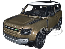2020 Land Rover Defender Brown Metallic White Top NEX Models 1/24 Diecast Model Car Welly 24110W-BRN