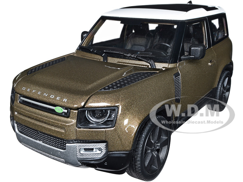 2020 Land Rover Defender Brown Metallic White Top NEX Models 1/26 Diecast Model Car Welly 24110W-BRN