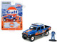 2021 Jeep Gladiator Pickup Truck #35 Gulf Oil Driver Figure Limited Edition 3300 pieces Worldwide 1/64 Diecast Model Car  Greenlight 51453