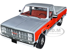 1984 GMC K-2500 Sierra Grande Wideside Pickup Truck Silver Metallic and Red with Red Interior 1/18 Diecast Model Car Greenlight 13660