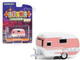 1958 Catolac DeVille Travel Trailer Pink and White Hitched Homes Series 14 1/64 Diecast Model Greenlight 34140A