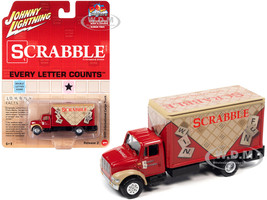 1999 International Cargo Truck Red Graphics Scrabble Pop Culture 2022 Release 2 1/64 Diecast Model Car Johnny Lightning JLPC007-JLSP257
