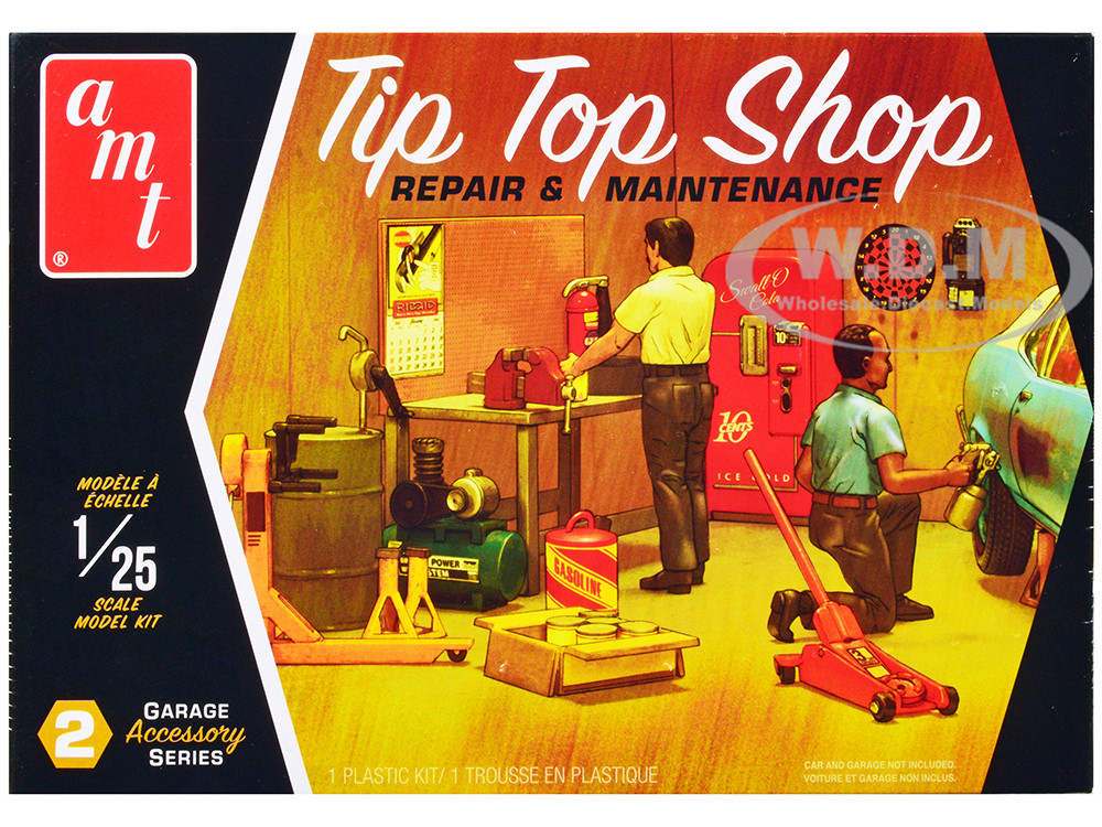 Skill 2 Model Kit Garage Accessory Set 2 2 Figures Tip Top Shop 1/25 Scale Model AMT AMTPP016M
