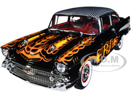 1957 Chevrolet Bel Air Black Flames Pinstripe Top Big Daddy Ed Roth Limited Edition 966 pieces Worldwide 1/18 Diecast Model Car ACME A1807014