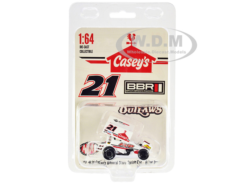 Winged Sprint Car #21 Brian Brown Casey's General Store Brian Brown Racing World of Outlaws 2022 1/64 Diecast Model Car ACME A6422009