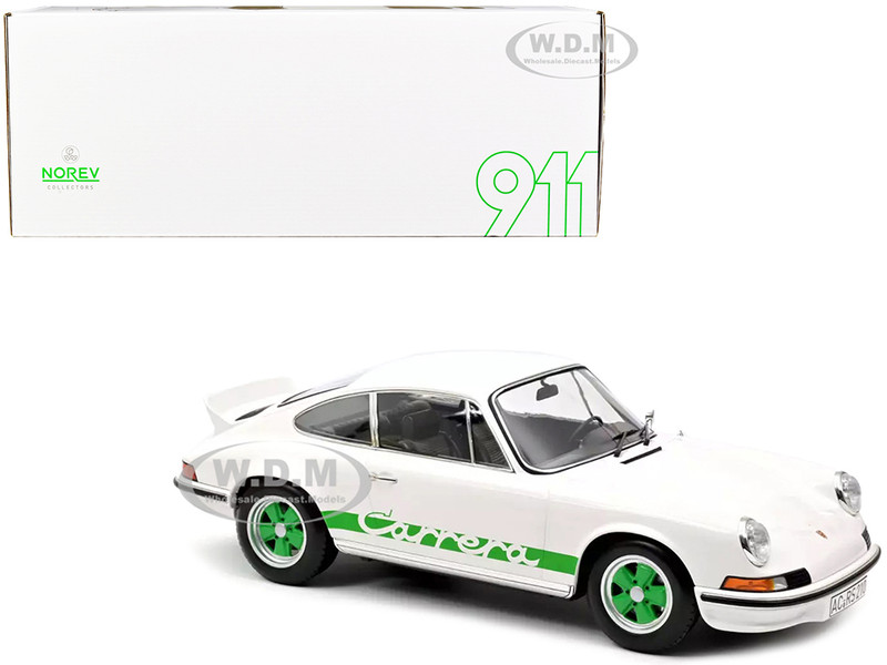 1972 Porsche 911 RS Carrera White Green Stripes 1/12 Diecast Model Car Norev 127512