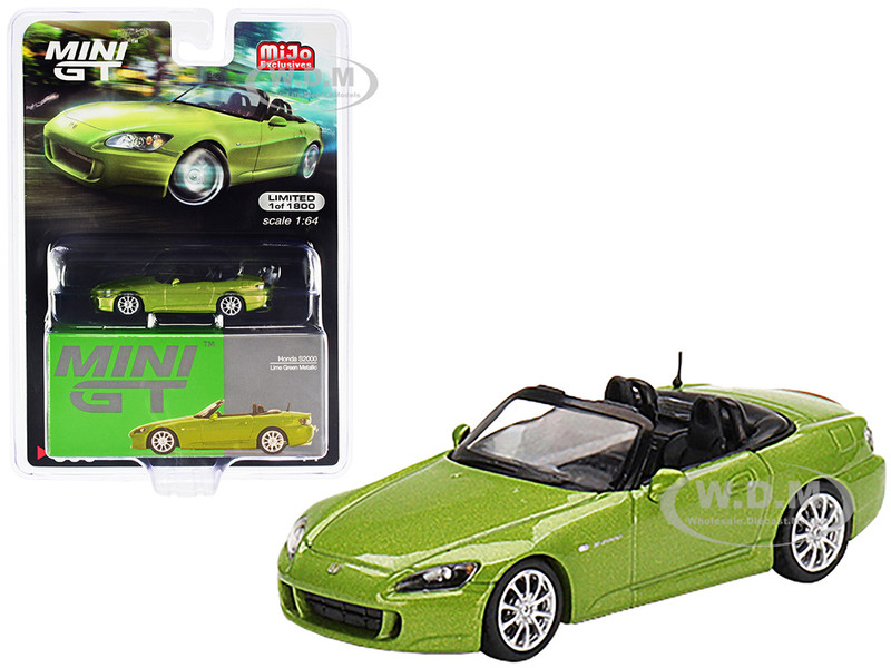 Honda S2000 AP2 Convertible Lime Green Metallic Limited Edition 1800 pieces Worldwide 1/64 Diecast Model Car Mini GT MGT00396