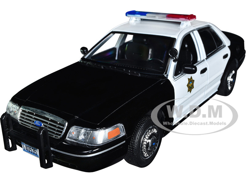 1998 Ford Crown Victoria Police Interceptor Black White Reno Sheriff's Department Lieutenant Jim Dangle Reno 911 2003-2009 TV Series 1/24 Diecast Model Car Greenlight 84162