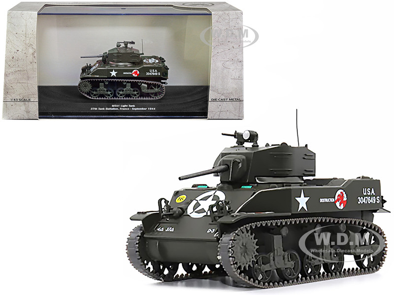 M5A1 Light Tank #16 Destruction U.S.A. 37th Tank Battalion France September 1944 1/43 Diecast Model AFVs WWII 23172-44