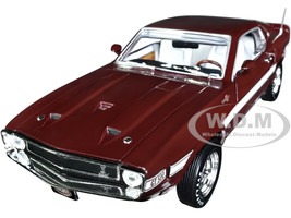 1969 Shelby Mustang GT 500 Royal Maroon with White Stripes and Interior Muscle Car & Corvette Nationals MCACN 1/18 Diecast Model Car Auto World AMM1290