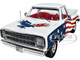 1980 Dodge D150 Adventurer Pickup Truck White with American Flag Graphics and Red Interior 1/18 Diecast Model Car Auto World AW310