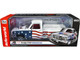 1980 Dodge D150 Adventurer Pickup Truck White with American Flag Graphics and Red Interior 1/18 Diecast Model Car Auto World AW310